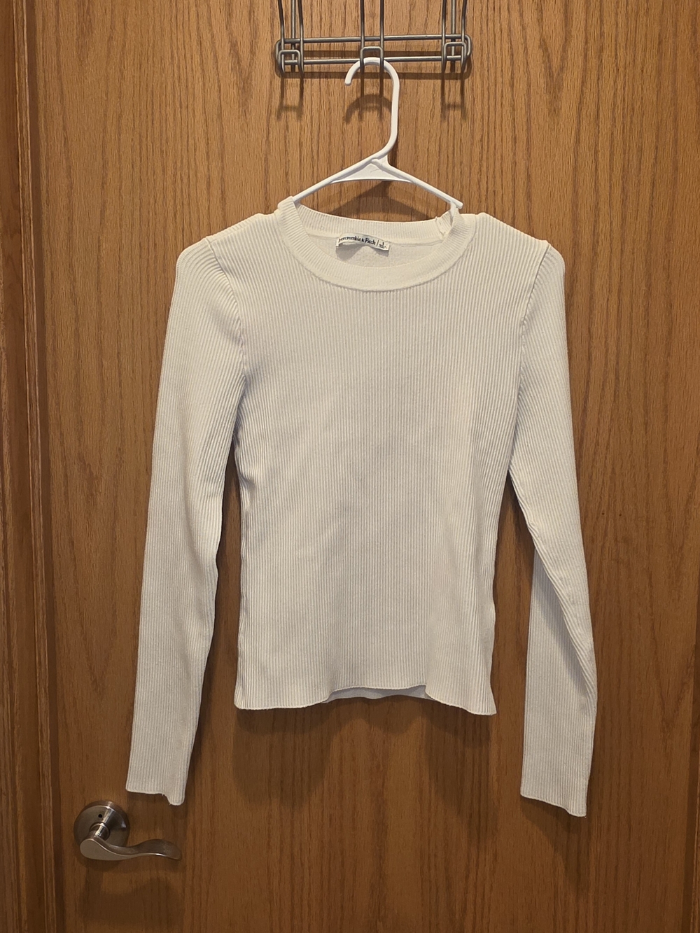 Abercrombie & Fitch Cream Ribbed Long-Sleeve Crew Neck Sweater